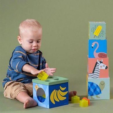 Сортер-пірамідка Taf toys Саванна Кубики Африка 12725