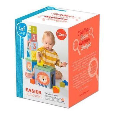 Сортер-пірамідка Taf toys Саванна Кубики Африка 12725