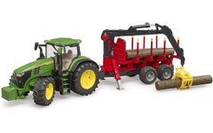 Іграшка Bruder трактор John Deere 7R 350 з причепом, краном та колодами 03154