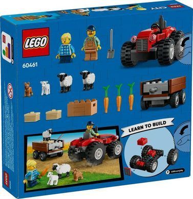Конструктор LEGO City Червоний фермерський трактор із причепом і вівцями 60461