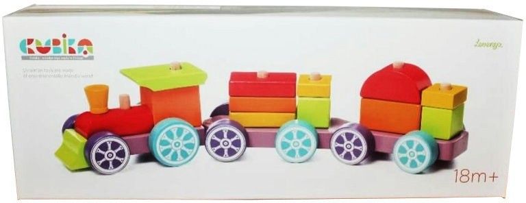 Деревянная игрушка Левеня Cubika Поезд Радужный экспресс LP-3 15 деталей 12923