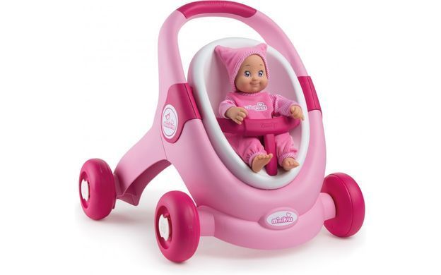 Коляска для ляльок Smoby Мінікісс 3 в 1 для прогулянок рожева, 210205