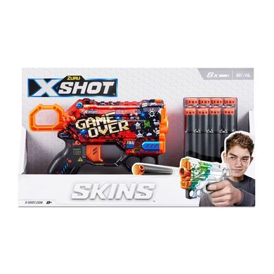 Быстрострельный бластер X-SHOT Skins Menace Game Over 8 патронов, 36515B