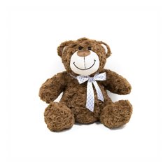 Мягкая игрушка – Медведь (коричневый, с бантом, 27 cm)