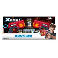 X-Shot Red Швидкострільний бластер EXCEL FURY 4 2 PK, 3 банки, 16 патронів, 36329R